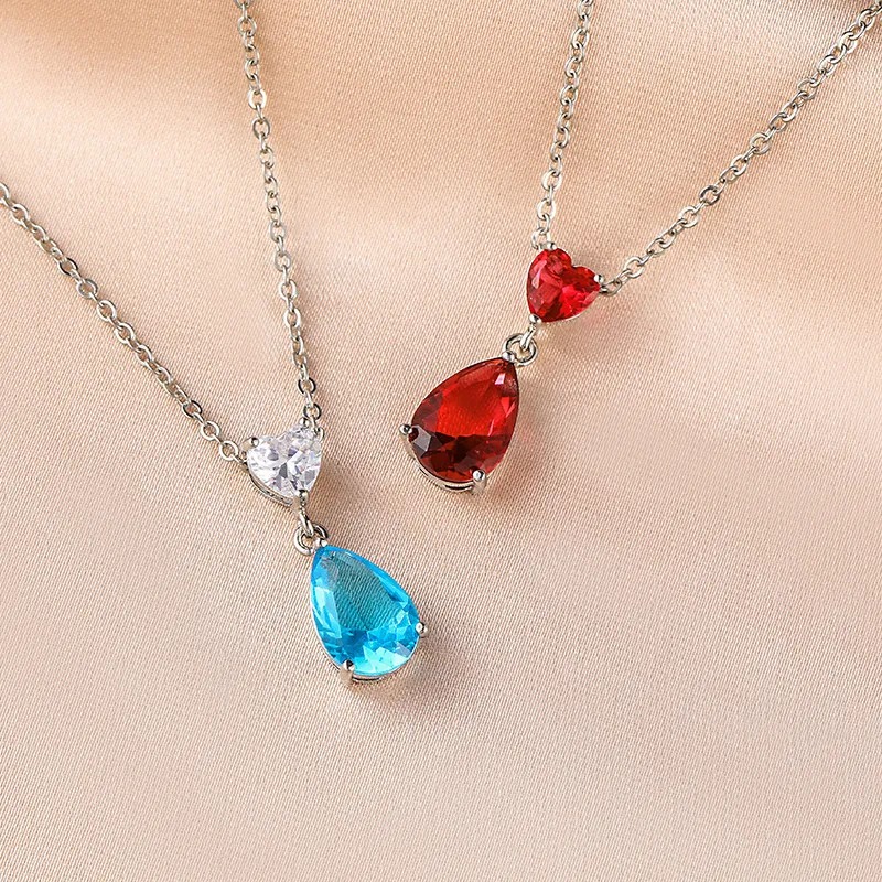 Waterdrop Heart-shaped Cubic Zirconia Pendant Necklace - Montreal Local Stock